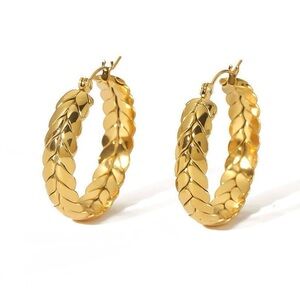 18K gold Plated Braided Woven Hoop Earrings